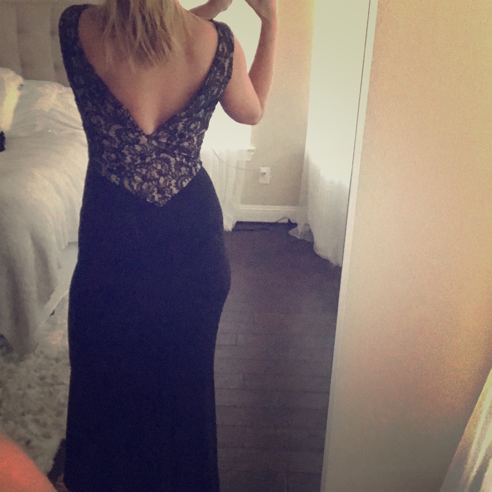 Beautiful black tie long dress with beading detail